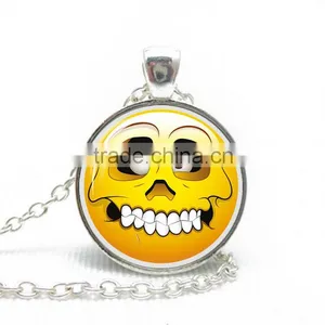Womens Novelty Emoji Glass Time Gem Pendant Necklace for Friends Gift Idea thumbnail-6