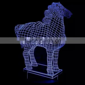 3D Optical Night Light Horse 7 RGB Light Colors 10 LEDs AA Battery or DC 5V Mixed Lot thumbnail-6