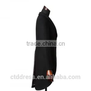 2015 New Style 100% Cashmere Black Coat Custom Made Women Clothing Manufacturers Overseas thumbnail-2