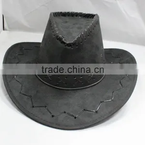 Grey Classic Wide Brim Fake Suede Man Cowboy Hats thumbnail-1