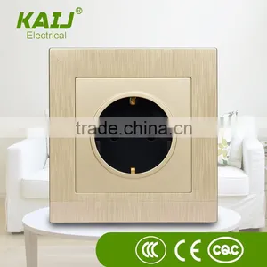 European Standard Luxury Style Gold pc Panel 2 Pole Pin Socket Outlet and Plug thumbnail-3