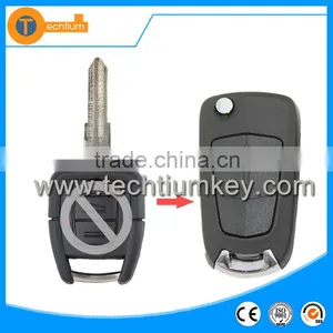 Plastic 2 Button Flip Remote Key Blank With Black Color Uncut Left Blade Without Logo for Opel Vectra Zafira thumbnail-1