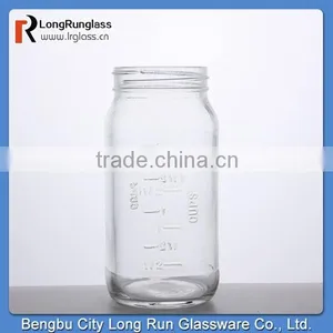 LongRun Wholesale 1L Square Measure Transparent Milk Glass Jar thumbnail-1
