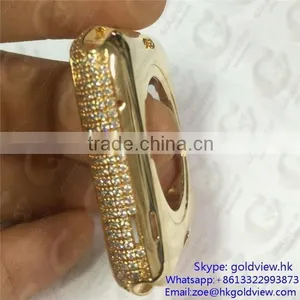 Newest Hot Selling, Crystal Steel Metal Case Housing for Apple Watch 24k Gold Plated thumbnail-1