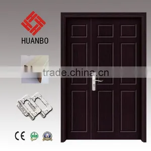 High Quality Wood Double Interior Entry Solid Wooden Double Pure Color Doors With Hardware thumbnail-1