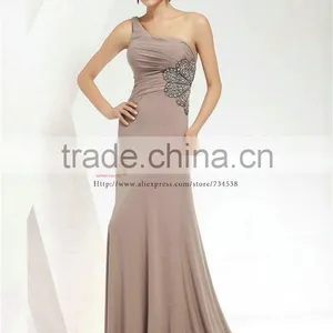 One Shoulder Embroidered Spandex Cotton Maxi Nice Party Dress thumbnail-2