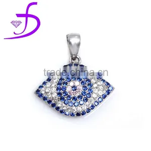 Hot Sale Natural Blue Sapphire Evil Eye Pendant Necklace thumbnail-1