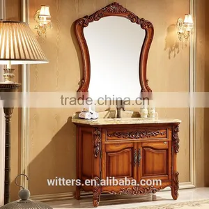 WTS-8333O Royal Traditional Baroque Single Antique Bathroom Vanity With Basin Vanity Unit Top thumbnail-6