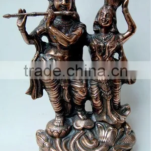 Religious Metal Radha Krishna Statue, Antique Statue, Indian Religious Statues thumbnail-1