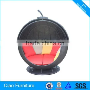 Special Design Rattan Furniture Rotatable Black Apple Sunbed thumbnail-1