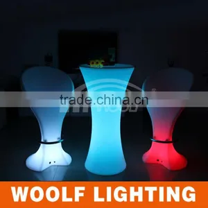 PE Plastic Rechargeable LED Round Cocktail Table Led Furnitur thumbnail-3