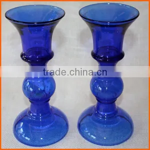 New Design Popular Blue Glass Candle Holder thumbnail-1