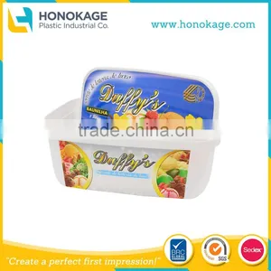 IML Rectangular Disposable Plastic Food Containers With Lids, IML Ice Cream Packaging Design thumbnail-1