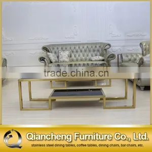 Eurpean Style Stainless Steel Golden Glass tv Stand thumbnail-1