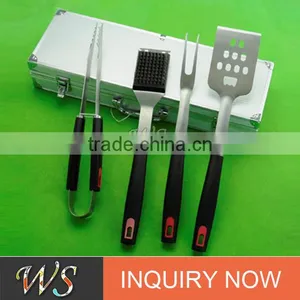 PP or Silicon Plastic Handle Metal Bbq Tool Set With Aluminum Box Packing thumbnail-1