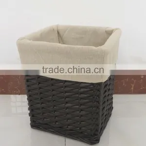 Vintage Set 5 Wicker Woven Dirty Clothes Basket With White Cloth thumbnail-4