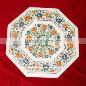 Marble Inlay Dining Table Top, Marble Pietra Dura Table Top thumbnail-1