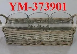 Rectangular Wicker Candle Basket With Ears thumbnail-1