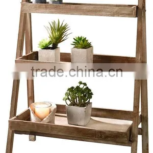 3 Shelves Foldable Wooden Plant Stand thumbnail-2