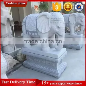 Life Size Ourdoor Grey Chinese Stone Carving Granite Elephant thumbnail-1