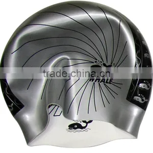 High Quality Waterproof Custom Logo Printed Silicone Swimming Cap and Swim Hat thumbnail-1