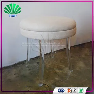 Luxury White Cushion Dressing Room Stool Acrylic Piano Stool Indoor Plexiglass Ottomans thumbnail-3