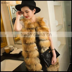 New Arrival 2016 Winter Warm Fsahion Long Women Faux Fur Vest Long Fox Fur Vest thumbnail-3
