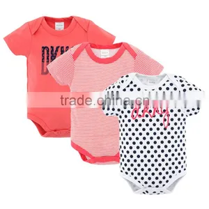 Best Selling Baby Clothes Summer 100%Cotton Short Sleeves With Prints Newborn Infant Baby Bodysuits thumbnail-1