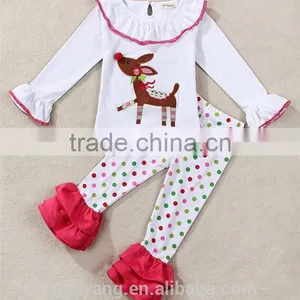 Factory Supply Christmas Outfit Boutique Hot Sale Santa Ride Applique Girl Outfit thumbnail-1