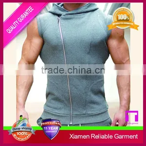 New Arrival Custom Sleeveless Muscle Hoodie With Thin Fleece Fabric for Jogging thumbnail-3