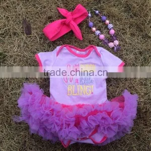 2015 Baby Easter Rompers Baby Girls Rompers With Tutu Dress Short Sleeve With Matching Bow and Necklace Set thumbnail-1