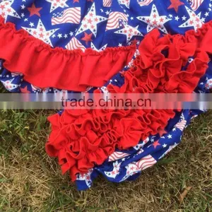 2015 New Baby Boutique Grils 4th of July Patriotic Swing Outfits With Matching Necklace and Bows Set thumbnail-3