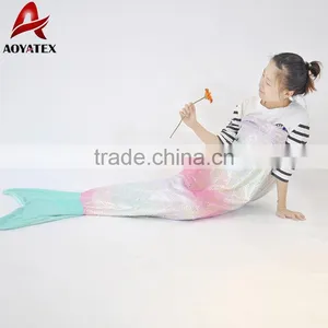New Design Gradient Color Flannel Fleece Mermaid Tail Blanket thumbnail-1