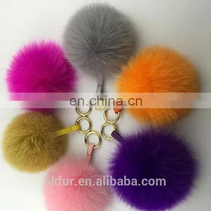 Colorful Fox Fur Pom Pom Keychain thumbnail-5