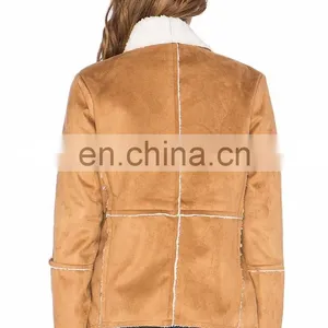 New Trendy Suede Fake Fur Coat Women thumbnail-3