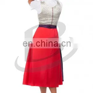Classical Women Long Dirndl Dress Short Sleeve Maid Dress Long Three Piece Dress for Bavaria Party (Oktoberfest Garments) thumbnail-3