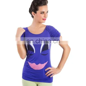 2015 Factory Direct Price Wholesale 100% Cotton Cartoon Evil Queen Royal Blue Top thumbnail-1