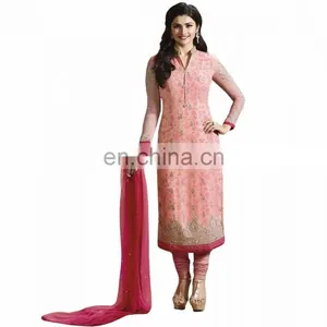 Attractive Pink Colour Semi-Stitched Salwar Kameez Dress Material For Party Wear / Casual Wear & Office Wear(salwar Kameez Suit) thumbnail-1