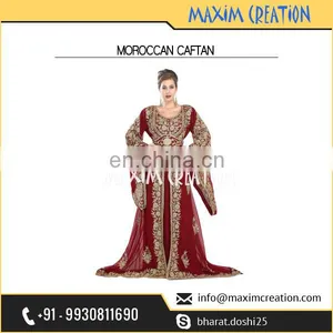 Elegant Moroccan Khaleeji Thobe Party Dress Caftan For Women thumbnail-3