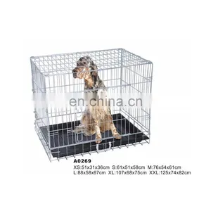 Wholesale Commercial Foldable Collapsible Large Design Cheap Stainless Steel Iron Metal Wire Pet Dog Kennel Cages House thumbnail-2