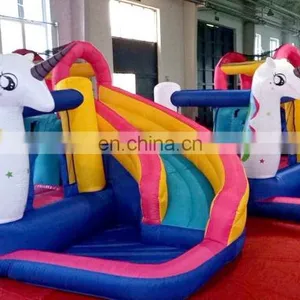 Oxford Cloth Unicorn Inflatable Bounce House With Water Pool Slide thumbnail-3