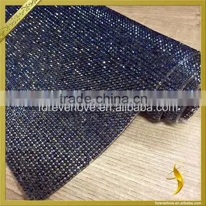 Wholesale Blue Hot Fix Rhinestone Crystal Trimming Mesh FRM-235 thumbnail-2