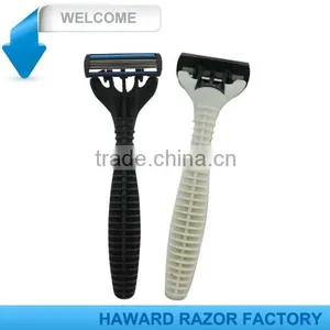 TRIPLE Blade Rubber Handle Shaving Razor thumbnail-1