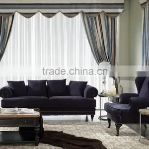 Stone Washed One Hundred Percent Linen Round Arm Three Seat Sofa thumbnail-1