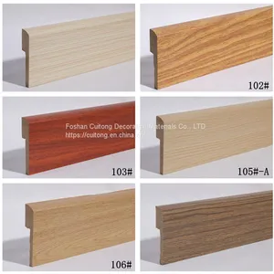MDF Floor Line Foshan Factory Wholesale Wood Grain Baseboard Paint-free Covered Floor Line 9cm Composite Wooden Corner Line thumbnail-2