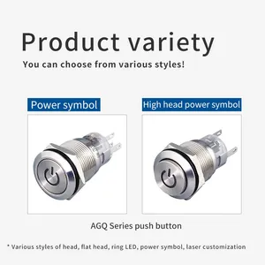 Ip67 16mm High Head Power Symbol Illuminate 12v 24v 2no2nc Momentary Pushbutton Switch thumbnail-2