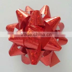 Giant Confetti Star Bow - Red, Made of High Gloss PP Ribbon in 230m Dia*25mm Wide Ribbon*30 Loops thumbnail-4