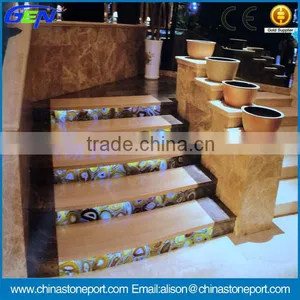 Factory Directly Sale Rainbow Wood Marble Indoor Stair Tread thumbnail-1
