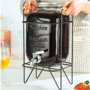 Juice Can Glass Beverage Dispenser - Large Capacity Glass Jar With Built-in Spigot, Ideal for Home Parties and Daily Use thumbnail-3