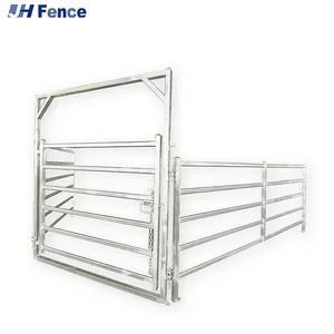 Zinc-Steel Pipe Fence Easily Assembled 8FT Livestock Gate 40 X 40 mm Square Rails Cattle Livestock Farm Fence Panel thumbnail-3